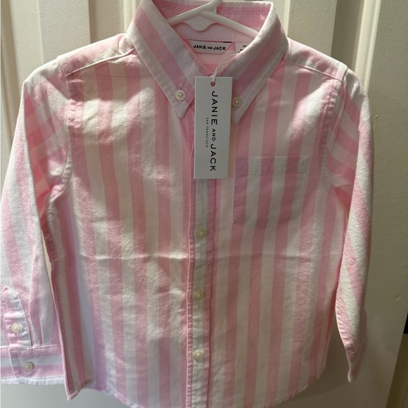 Janie and Jack Other - Janie and Jack NWT 2T pink white Striped button front Shirt
